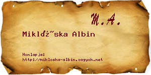 Miklóska Albin névjegykártya